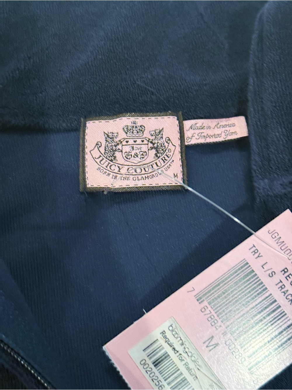 Vintage Juicy Couture Women's Navy signature velour zip up
